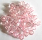 Roze crackle glas kralen 8 mm, Verzenden, Nieuw, Kraal