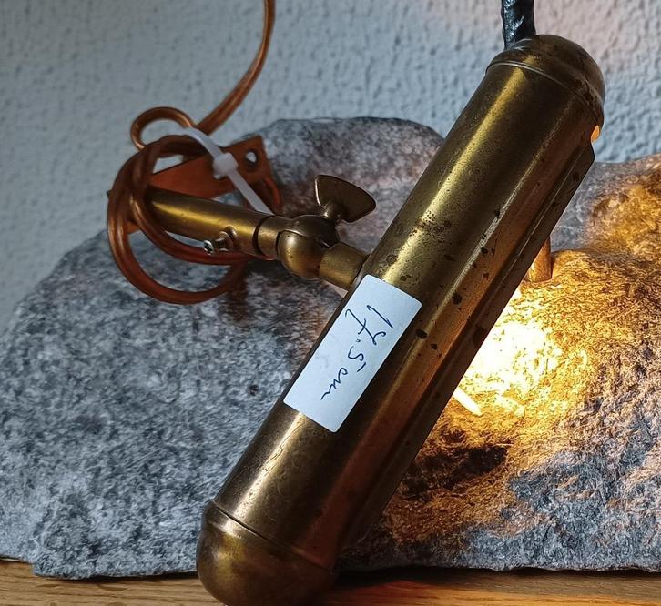 oude messing schilderijlamp- boekenkast verlichting(17,5 cm), Huis en Inrichting, Lampen | Wandlampen, Gebruikt, Metaal, Overige materialen