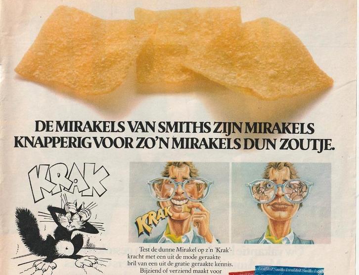 Retro reclame 1979 Smiths chips Mirakels lekker krak, Verzamelen, Retro, Overige typen, Verzenden