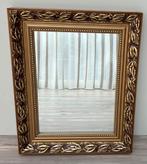Vintage barok spiegel, goud met bloemmotief, Ophalen of Verzenden, Rechthoekig, Minder dan 50 cm, Minder dan 100 cm