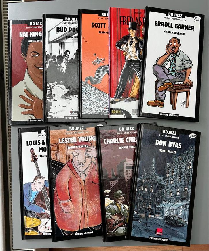BD Jazz Collectie Nocturne - 9x dubbel CD en stripboek, Cd's en Dvd's, Cd's | Jazz en Blues, Zo goed als nieuw, Jazz, 1940 tot 1960