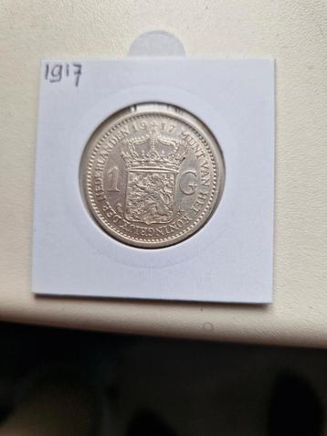      Nederland 1917 Wilhelmina 1 Gulden Zeer fraai ''; beschikbaar voor biedingen