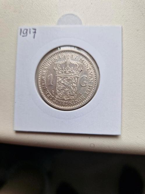 Nederland 1917 Wilhelmina 1 Gulden Zeer fraai '';, Postzegels en Munten, Munten | Nederland, Losse munt, 1 gulden, Koningin Wilhelmina