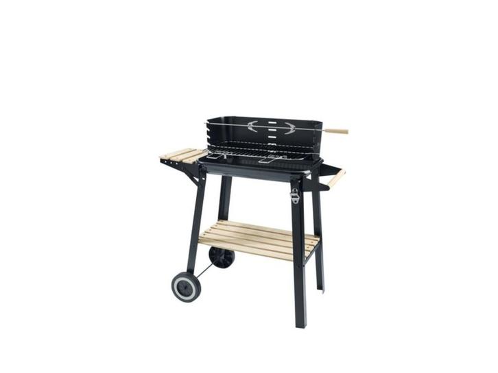 Brede houtskool trolley Barbecue met spit, op wieltjes, Tuin en Terras, Houtskoolbarbecues, Gebruikt, Met accessoires, Ophalen of Verzenden