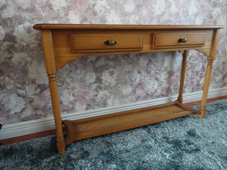 Landelijke sidetable/ wandtafel met webbing, Huis en Inrichting, Tafels | Sidetables, Zo goed als nieuw, 25 tot 50 cm, 100 tot 150 cm