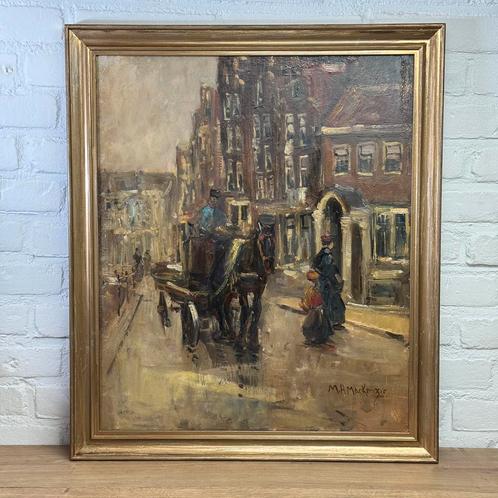 M.H. Mackenzie  - Breitner Studie - Stadsgezicht Amsterdam, Antiek en Kunst, Kunst | Schilderijen | Klassiek, Ophalen of Verzenden