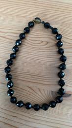 Vintage zwarte facet kralen ketting met gitzwarte kralen, Ophalen of Verzenden, Overige materialen, Ketting