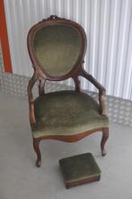 Antieke Victoriaanse stoel met groene bekleding, Ophalen