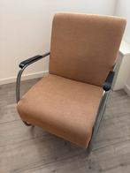 2 Trendhopper Fauteuils - Bruin Ribstof, RVS Frame, Huis en Inrichting, Ophalen, Gispen stijl, Gebruikt, Twee