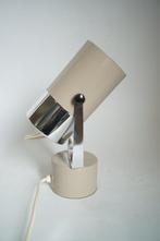 vintage cilindervormige tafellamp beige chroom spot '70, Vintage, Ophalen of Verzenden, Minder dan 50 cm, Metaal