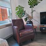 Cognac leren fauteuil, Huis en Inrichting, Fauteuils, Ophalen, Gebruikt, Minder dan 75 cm, Vintage