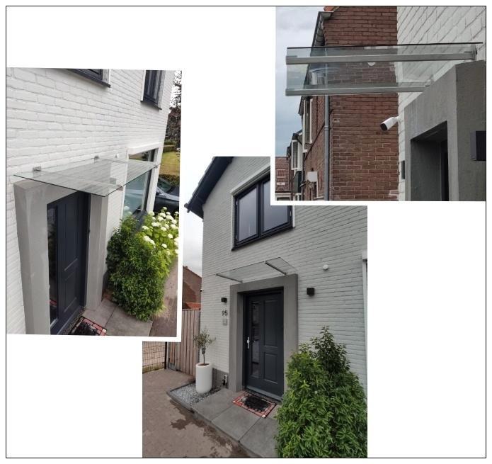 Deurluifel, luifel overkapping rvs+gehard/gelaagd glas NIEUW, Doe-het-zelf en Verbouw, Deuren en Horren, Nieuw, Overige typen