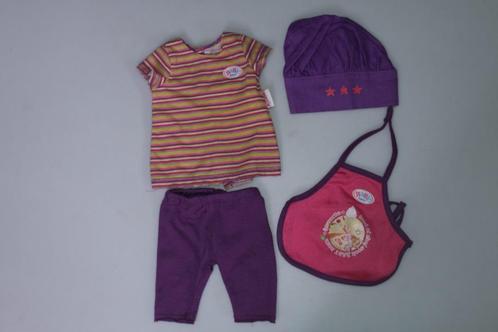 Baby Born Babyborn Zapf Creation koksoutfit chef paars roze, Kinderen en Baby's, Speelgoed | Poppen, Zo goed als nieuw, Babypop