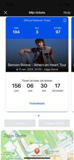 Benson Boone Platinum tickets, Tickets en Kaartjes, Twee personen, November