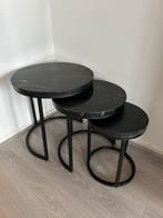 Zwarte Marmer salontafel set van 3, Huis en Inrichting, Ophalen, Minder dan 45 cm, Minder dan 55 cm, Metaal of Aluminium