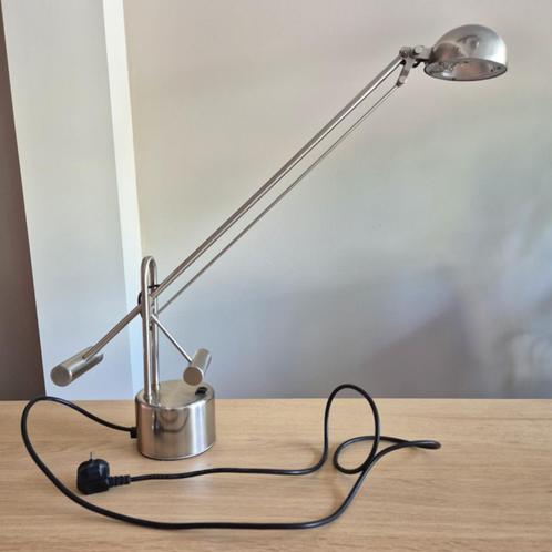 Vintage halogeen bureaulamp met kraan en contragewichten, Huis en Inrichting, Lampen | Tafellampen, Gebruikt, 50 tot 75 cm, Metaal