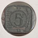 5 Cent Zink / Vierkante Stuiver uit 1943 van Wilhelmina, Postzegels en Munten, Munten | Nederland, Verzenden, Koningin Wilhelmina
