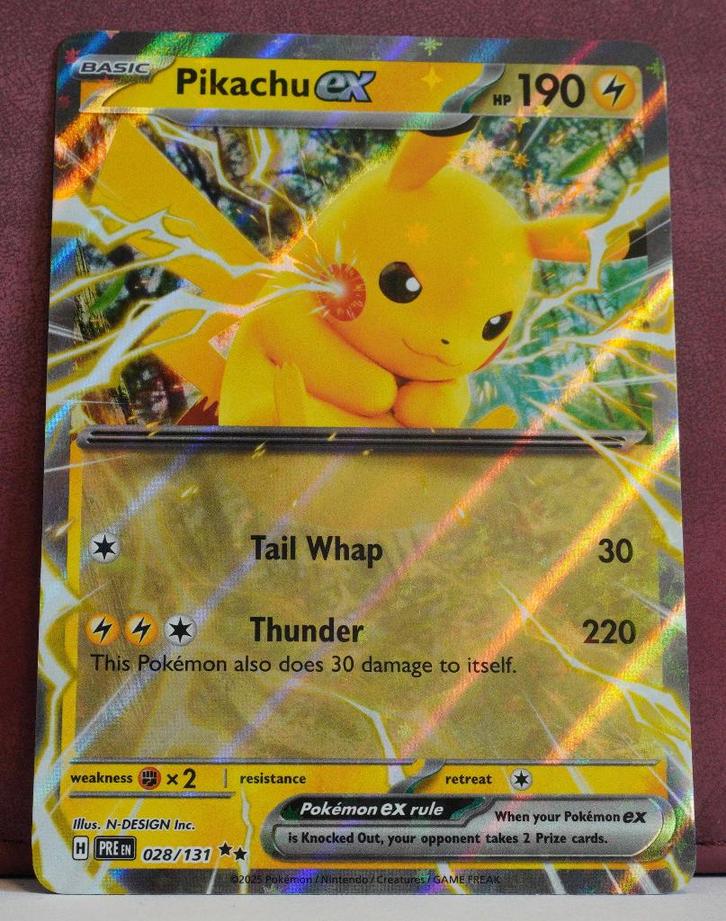 Pikachu EX 028-131 Prismatic Evolutions Pokémon Kaart, Hobby en Vrije tijd, Verzamelkaartspellen | Pokémon, Nieuw, Losse kaart