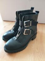 Zwart lederen biker boots Sacha maat 39, Kleding | Dames, Schoenen, Ophalen of Verzenden, Zo goed als nieuw, Zwart