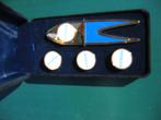 Set van golf markers en pitching fork in luxe etui, Sport en Fitness, Golf, Verzenden, Zo goed als nieuw, Overige typen, Overige merken