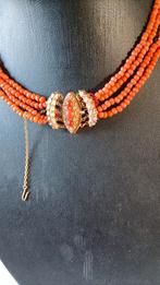 Antieke 5 rijgs ketting Bloedkoraal Antiek Slot, 14 krt, Sieraden, Tassen en Uiterlijk, Antieke sieraden, Verzenden, Goud, Ketting