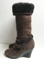 Crocs laarzen leer sleehak schapenbont gevoerd mt 38, Hoge laarzen, Bruin, Ophalen of Verzenden, Crocs