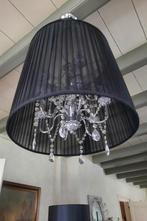 Ronde hanglamp kroonluchter met lampenkap zwart transparant, Ophalen, Gebruikt, Glas, 50 tot 75 cm