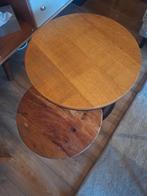 Set van 2 houten bijzettafeltjes, Minder dan 55 cm, Gebruikt, Rond, Industrieel