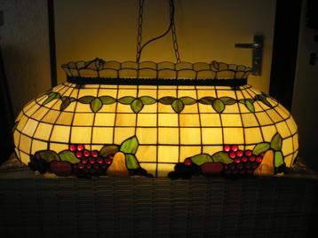 Prachtige Tiffany hanglamp met kleurig fruit (Biljartlamp) beschikbaar voor biedingen