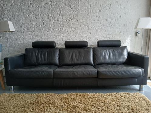 Zitbank van leer, kleur zwart, Antiek en Kunst, Antiek | Meubels | Stoelen en Banken, Ophalen