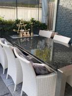 Tuin eettafel met stoelen, Ophalen, Gebruikt, 6 zitplaatsen, Wicker