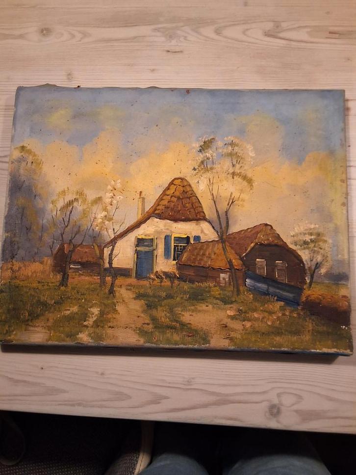 Oud schilderijtje Drenthe, niet gesigneerd, Antiek en Kunst, Kunst | Schilderijen | Klassiek, Ophalen of Verzenden