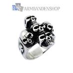 Rvs skull cross ring doodshoofd in RVS zilver bikers ring, Sieraden, Tassen en Uiterlijk, Ringen, 20 of groter, Heer, Nieuw, Zilver