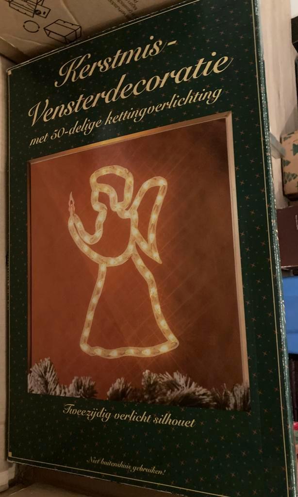 kertsmis vensterdecoratie venster decoratie engel tweezijdig, Diversen, Kerst, Zo goed als nieuw, Ophalen of Verzenden
