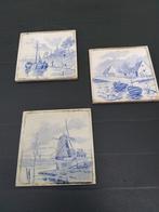 3  antieke delfsblauwe tegeltjes, Ophalen of Verzenden