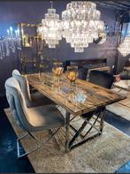 Houten eettafel met metalen poten,ERIC KUSTER en salontafel, Huis en Inrichting, Tafels | Eettafels, Ophalen, 150 tot 200 cm, Eikenhout