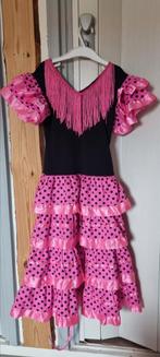 Leuke spaanse jurk maat 10 met spaanse hakjes roze/zwart 33, Ophalen of Verzenden, Gebruikt, 134 t/m 140, Meisje