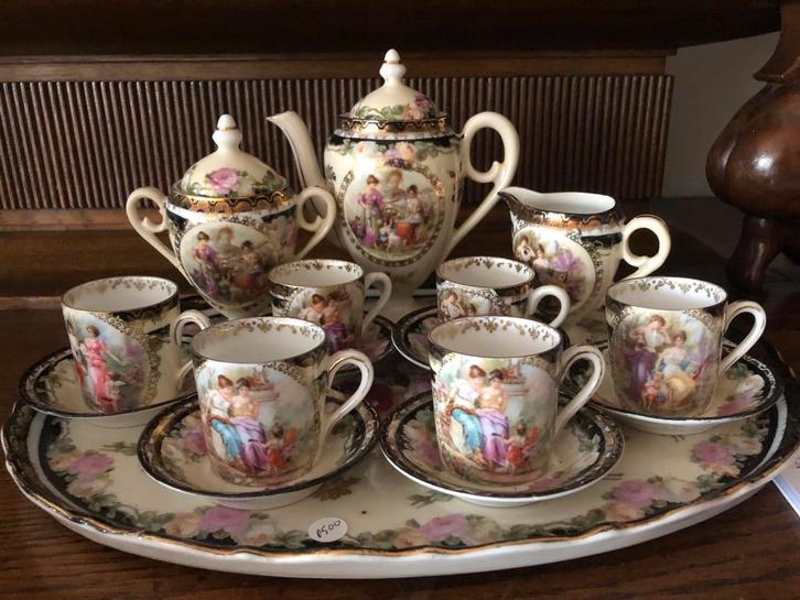 Antiek theeservies met Weense romantische taferelen, Antiek en Kunst, Antiek | Servies compleet, Ophalen