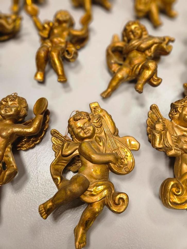 Gouden Kerstboomhangers; Engelen, grote sterren, Diversen, Kerst, Ophalen of Verzenden