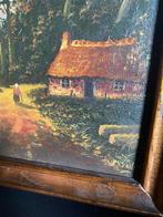schilderij boerderij aan het water, Antiek en Kunst, Ophalen of Verzenden