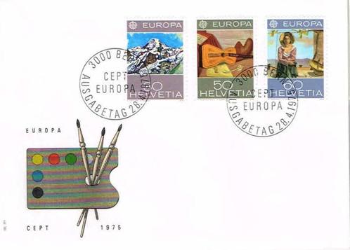 Zwitserland 1975 Schilderspalet Alp Muziek EUROPA, Postzegels en Munten, Postzegels | Eerstedagenveloppen, Onbeschreven, Europa