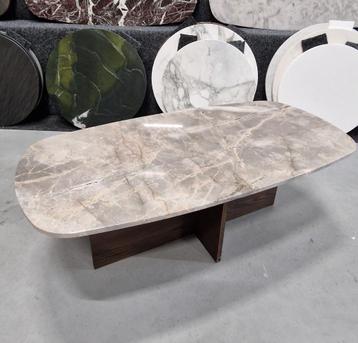 DEALS! Marmer Salontafel Deens Ovaal Eiken hout onderstel! beschikbaar voor biedingen