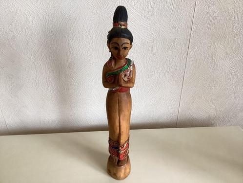 Houten beeld vrouwenfiguur Aziatisch, indiaas handgemaakt, Antiek en Kunst, Kunst | Beelden en Houtsnijwerken, Ophalen of Verzenden