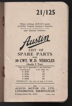WW2 ~ AUSTIN 30 CWT ~ List of Spare Parts ~ 1943, Verzenden, Landmacht, Engeland, Boek of Tijdschrift