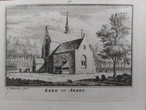 160 / Kerk Arkel in het land Gorkum Gravure van A. Rademaker, Antiek en Kunst, Kunst | Etsen en Gravures, Ophalen of Verzenden