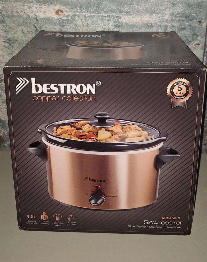 Bestron Slowcooker - Koper Collectie, Witgoed en Apparatuur, Slowcookers, Nieuw, Timer, Vaatwasmachinebestendig, Ophalen