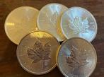 2014 Zilver Maple Leaf 1oz ((5 stuks)), Verzenden, Zilver