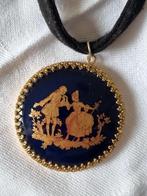 Kobaltblauwe hanger van Limoges porselein uit nalatenschap., Gebruikt, Overige voorstellingen, Ophalen of Verzenden, Goud