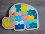 Houten cijferpuzzel vorm olifant, Ophalen of Verzenden, 10 tot 50 stukjes, Zo goed als nieuw, Van hout