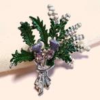 Vintage broche Schotse heide paarse strass jaren '50, Overige materialen, 4 tot 7 cm, Gebruikt, Verzenden